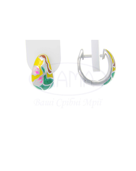 Сережки срібні з емаллю