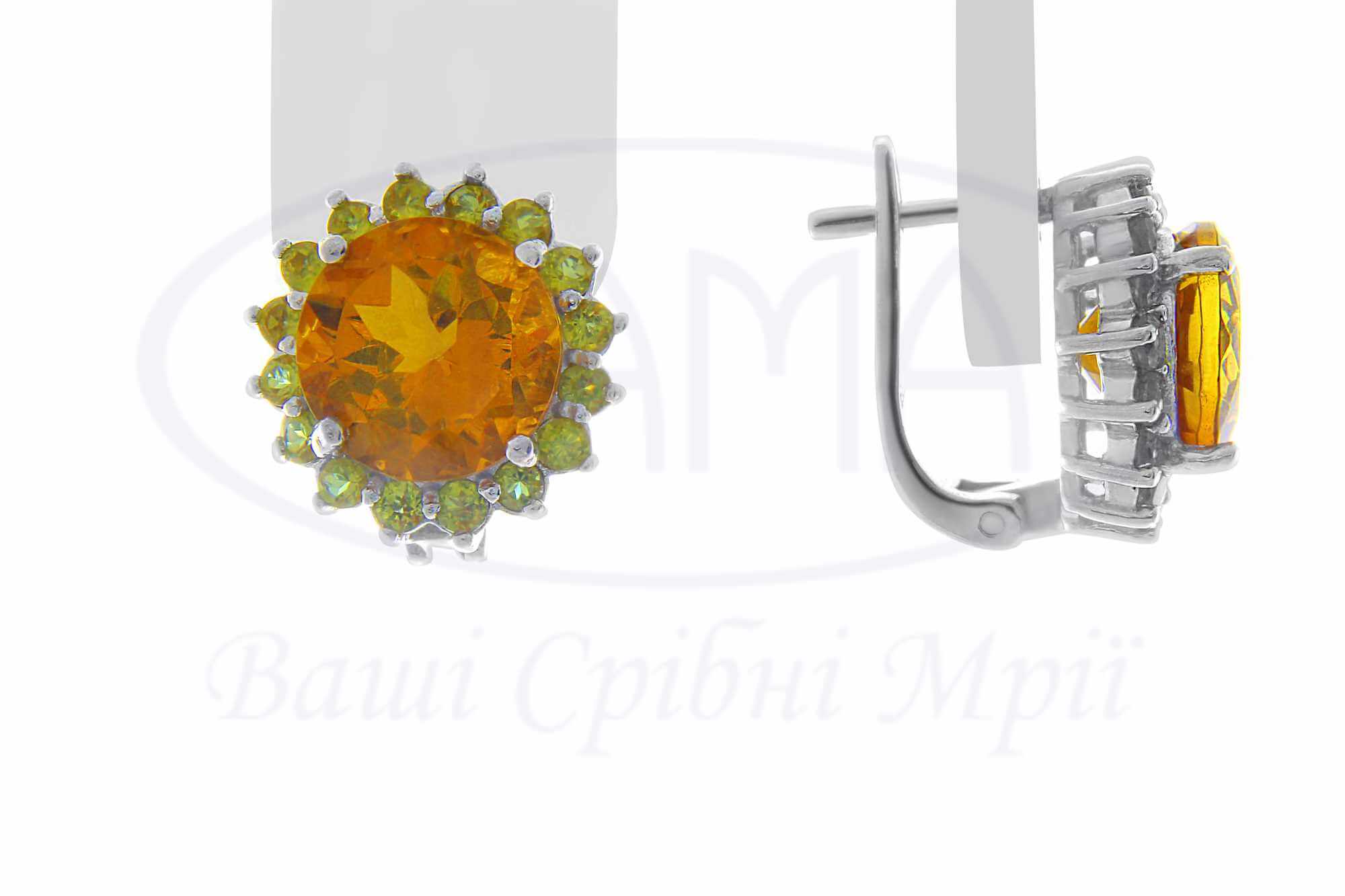 Сережки срібні з Султанітом