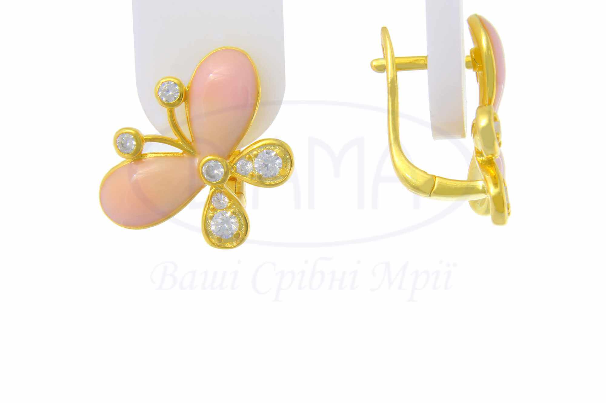 Сережки срібні з емаллю та цирконом