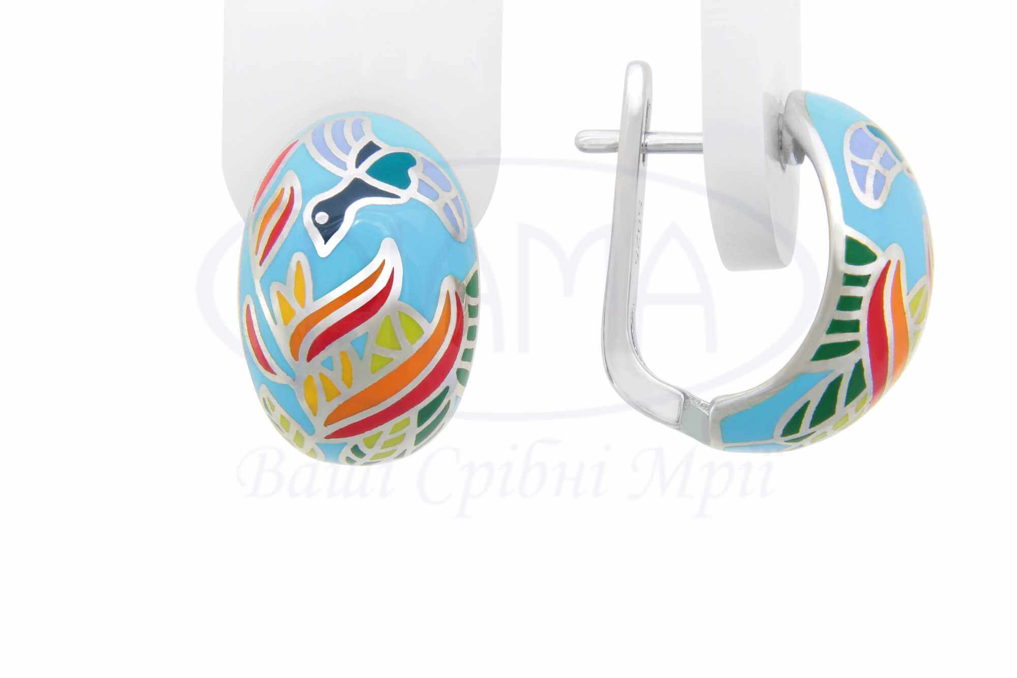 Сережки срібні з Емаллю