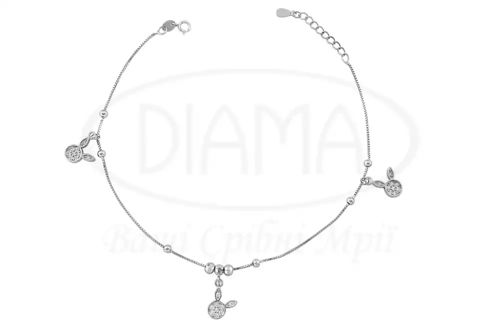 Срібний браслет на ногу "Кролик" фото 1