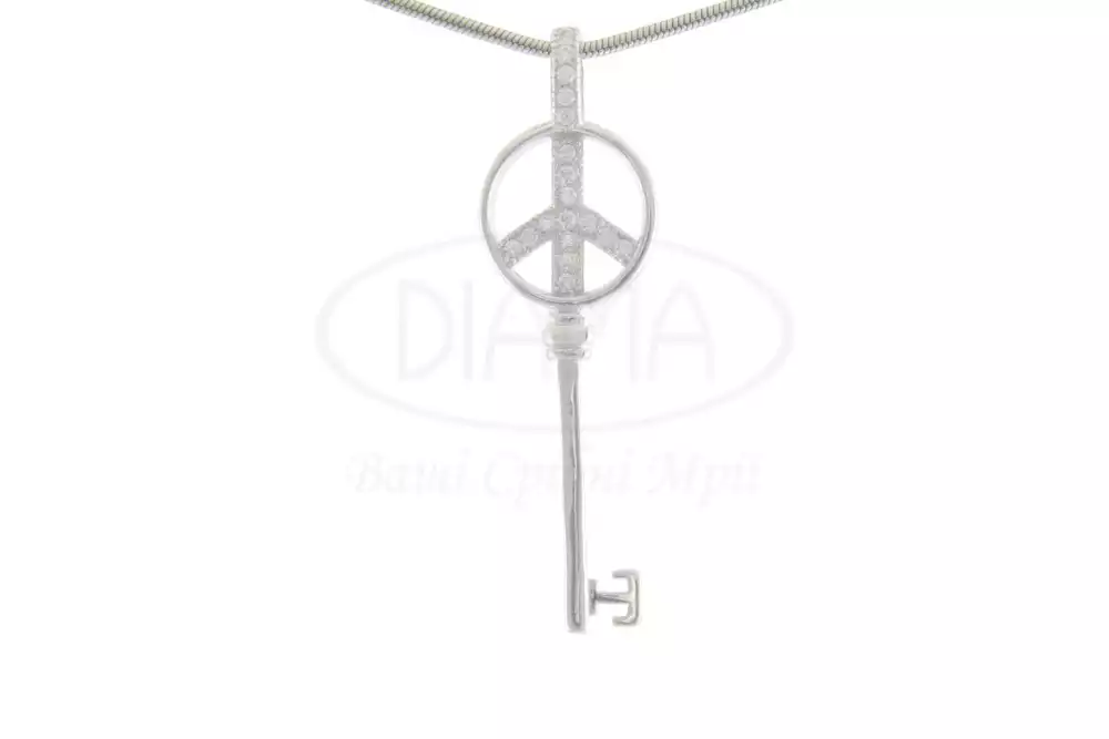 Срібна підвіска ключик з Цирконом фото 1