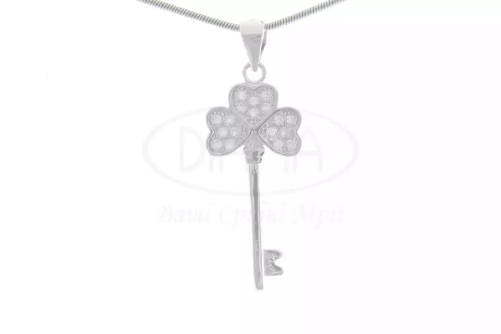 Срібна підвіска ключик з Цирконом фото 1