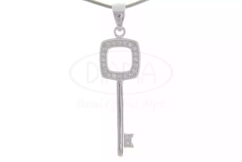 Срібна підвіска ключик з Цирконом фото 1