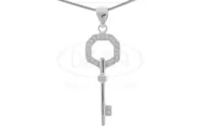 Срібна підвіска ключик з Цирконом