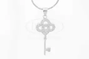 Срібна підвіска ключик з Цирконом