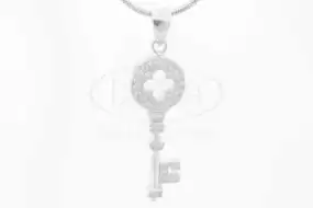 Срібна підвіска ключик з Цирконом