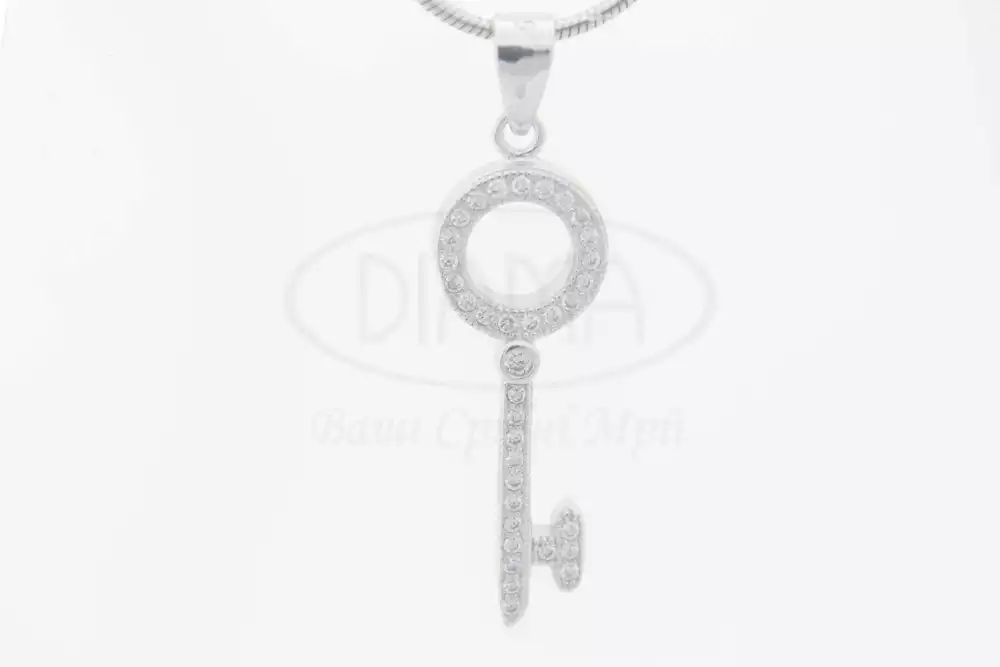 Срібна підвіска ключик з Цирконом фото 1