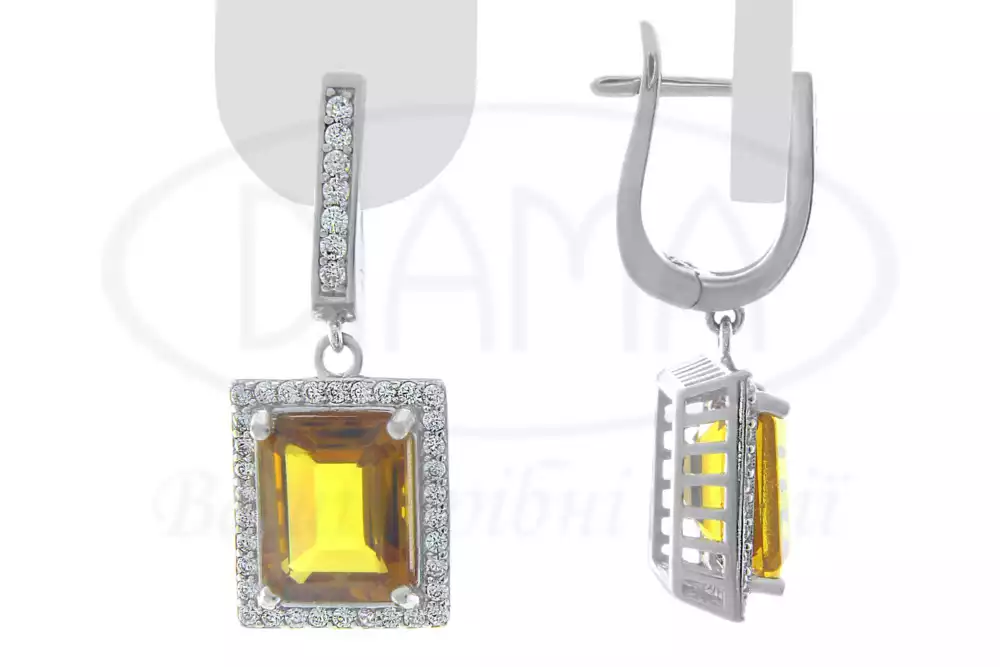 Срібні сережки з Султанітом та Цирконом фото 1