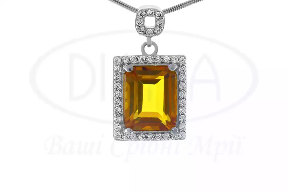 Срібна підвіска з Султанітом та Цирконом фото 1