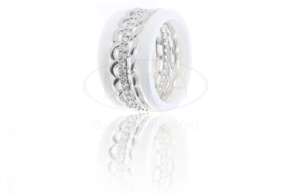 Срібна каблучка з керамікою фото 1