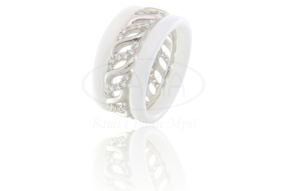 Срібна каблучка з керамікою фото 1