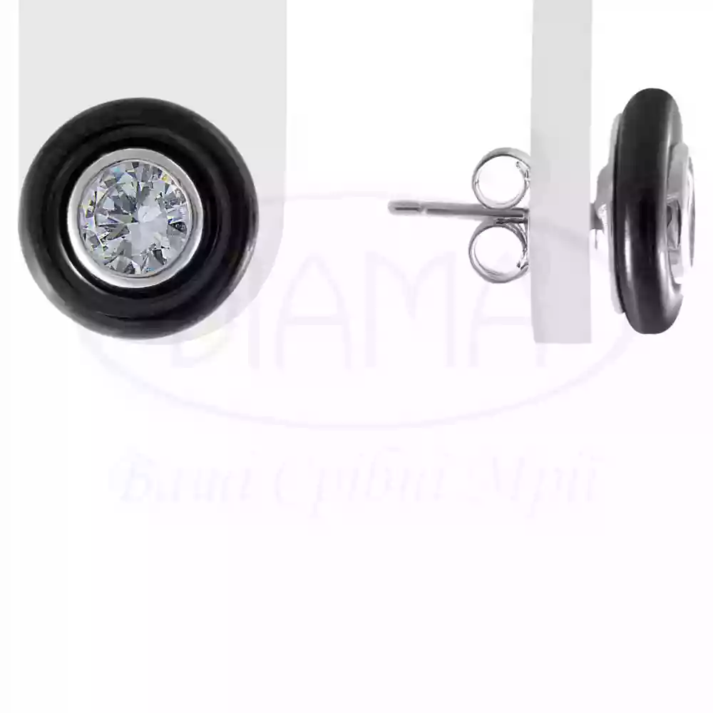 Сережки срібні з Керамікою та Цирконом фото 1