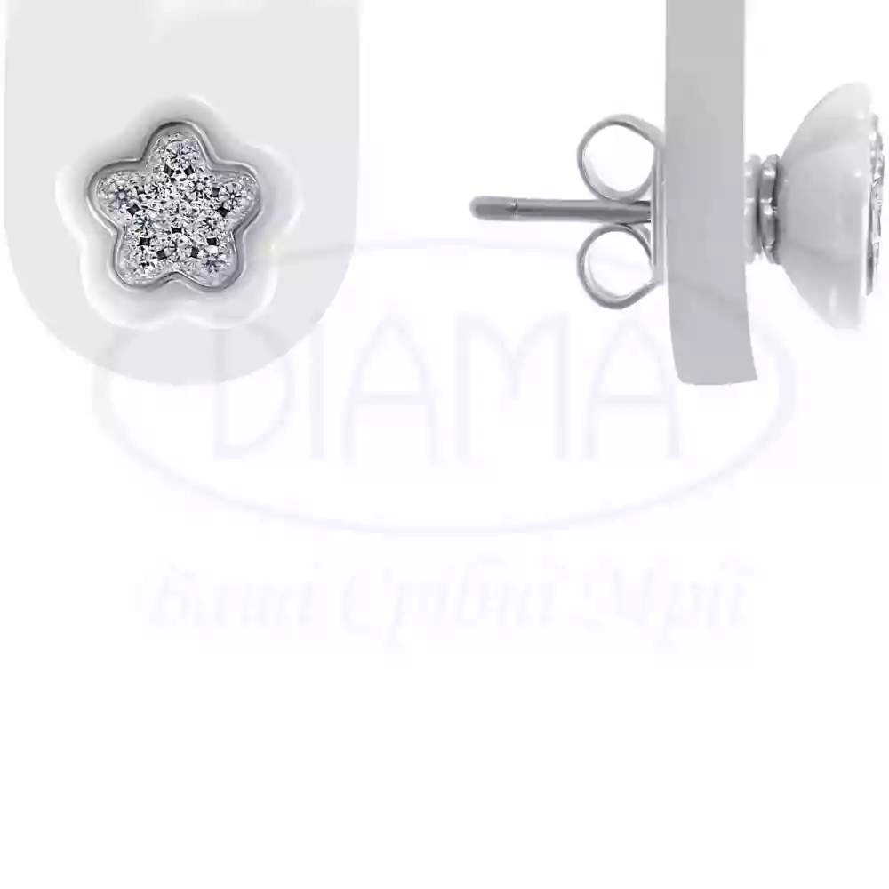 Сережки срібні з Керамікою та Цирконом фото 1