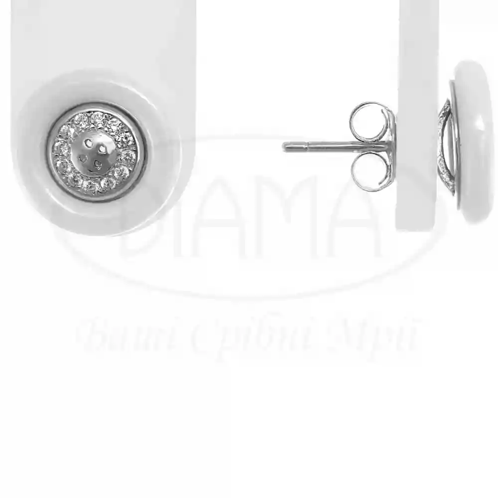 Срібні керамічні сережки фото 1