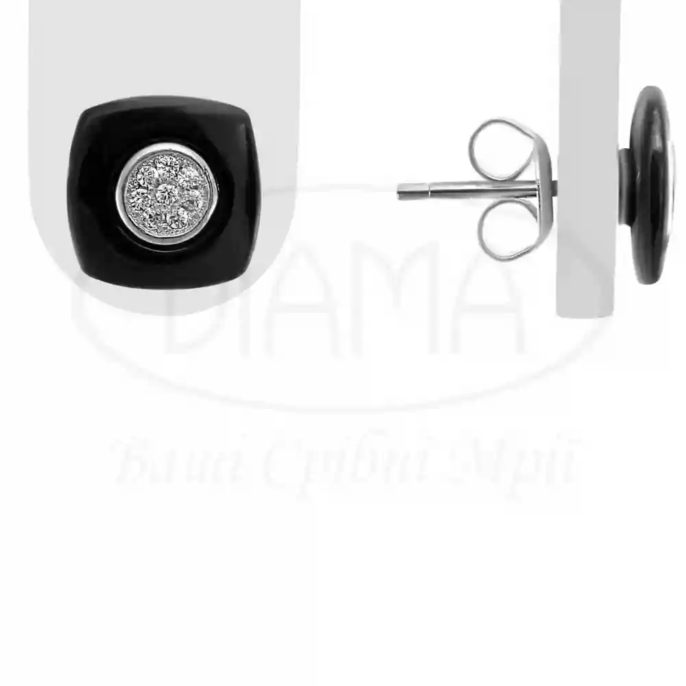 Срібні сережки з Керамікою та Цирконом фото 1