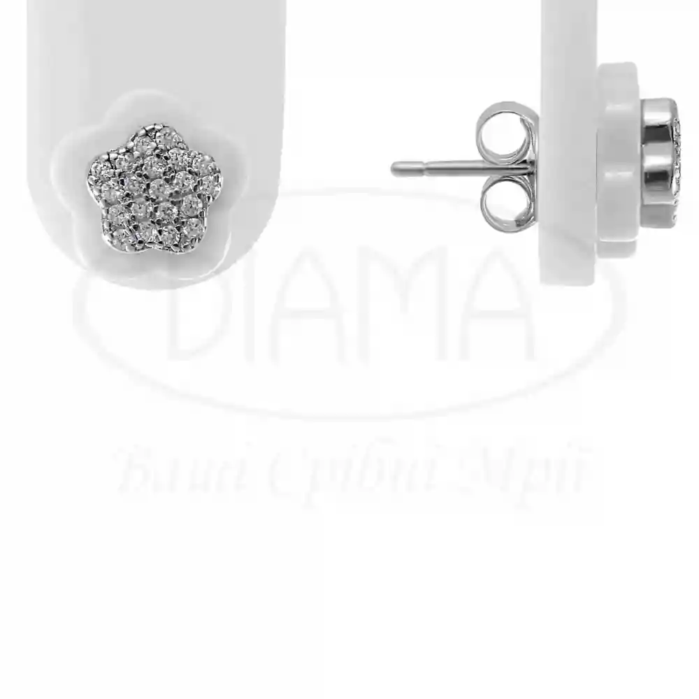 Сережки срібні з Керамікою та Цирконом фото 1