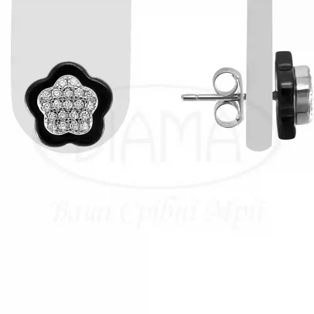 Сережки срібні з Керамікою та Цирконом фото 1