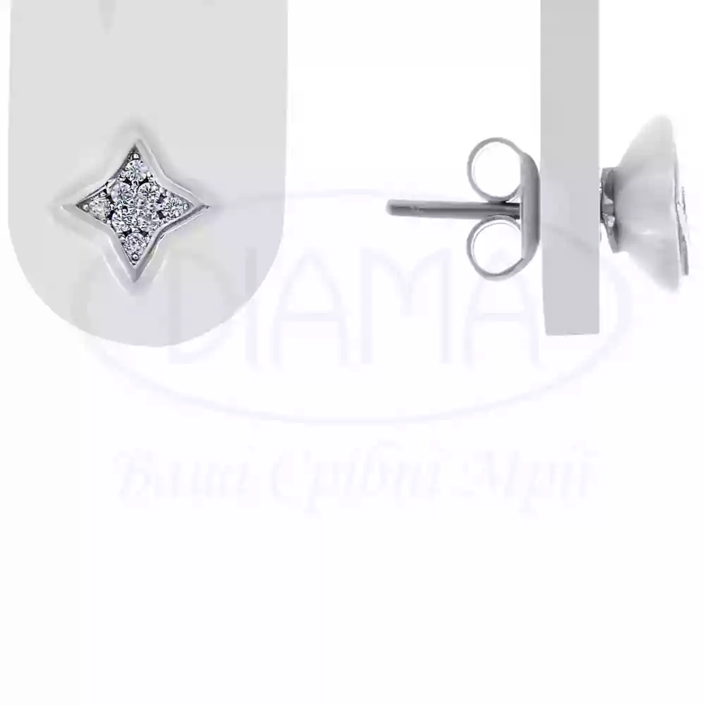 Сережки срібні з Керамікою та Цирконом фото 1