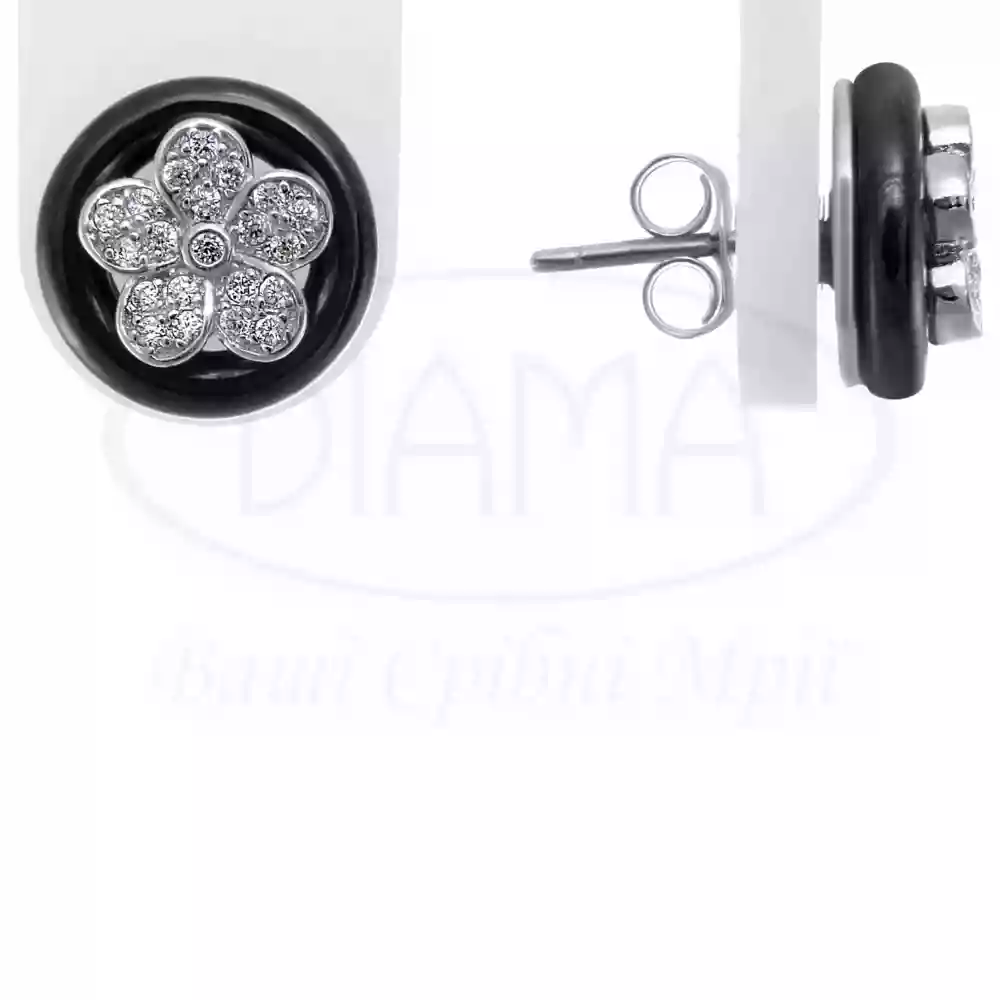 Срібні сережки з Керамікою та Цирконом фото 1