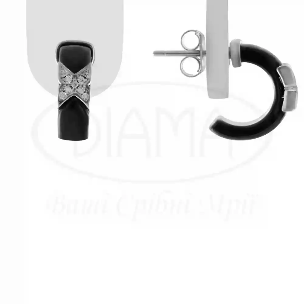 Сережки срібні з Керамікою та Цирконом фото 1