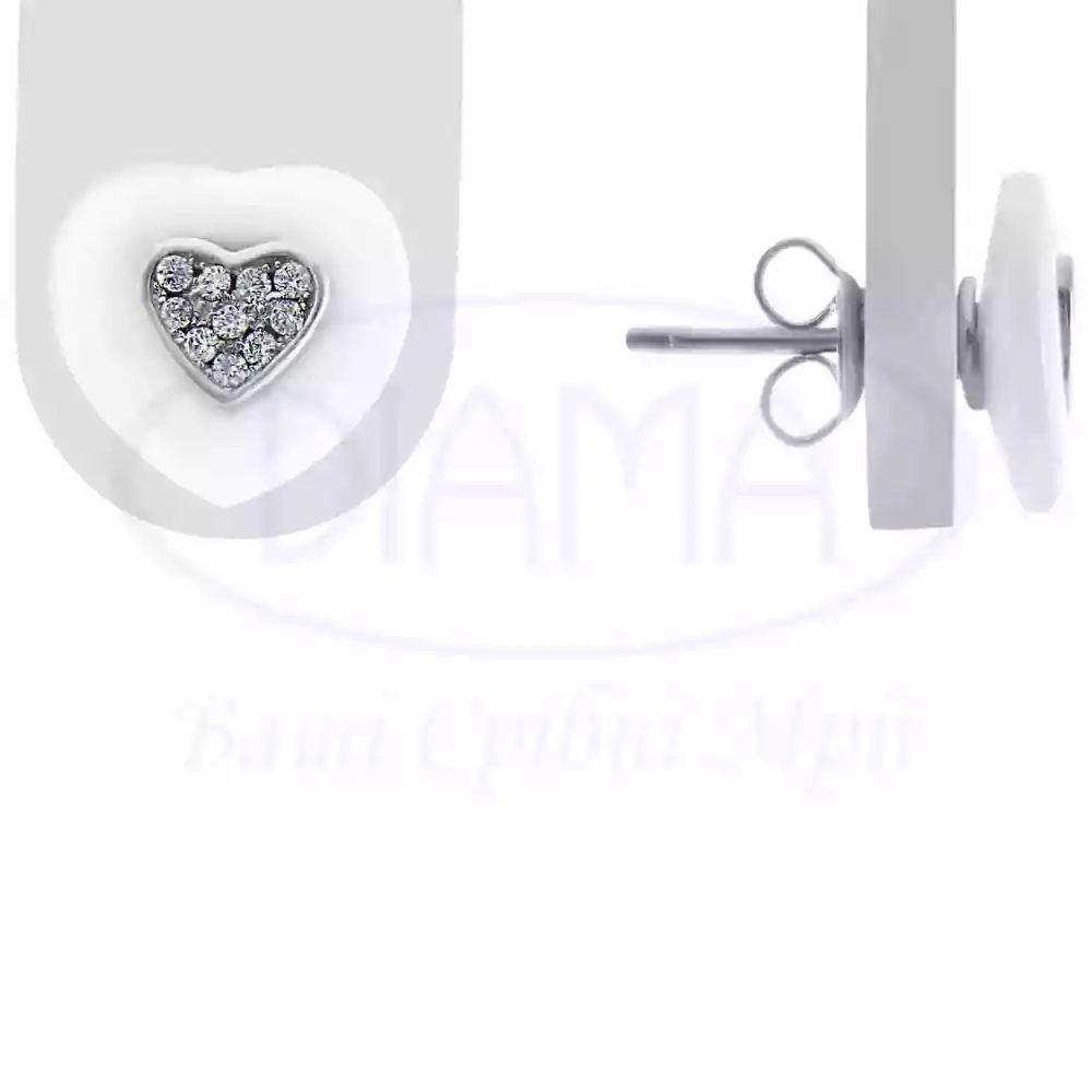 Срібні сережки з Керамікою та Цирконом фото 1