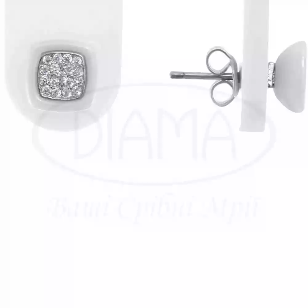 Срібні сережки з Керамікою та Цирконом фото 1