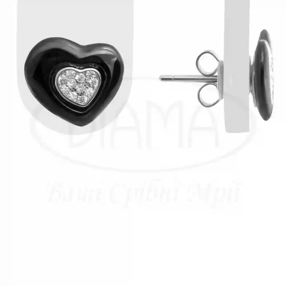 Срібні сережки з Керамікою та Цирконом фото 1