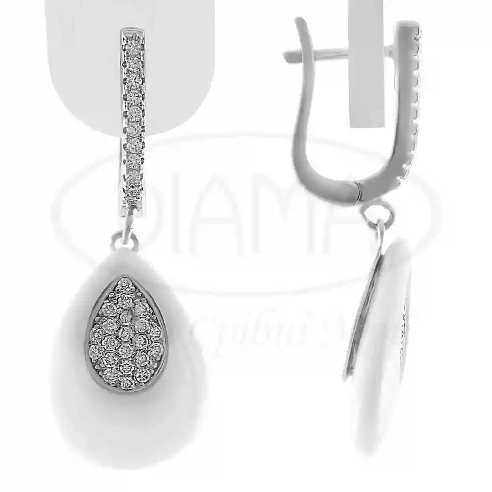 Срібні сережки з Керамікою та Цирконом фото 1