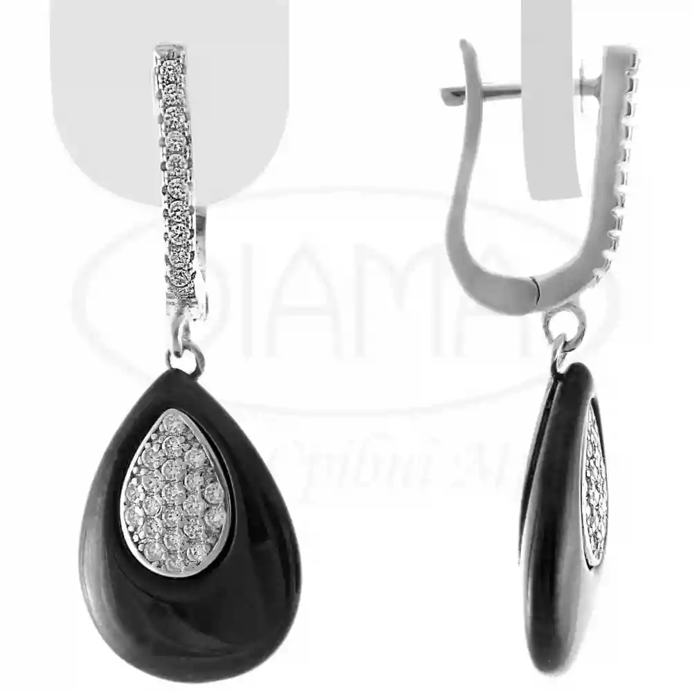 Срібні сережки з Керамікою та Цирконом фото 1