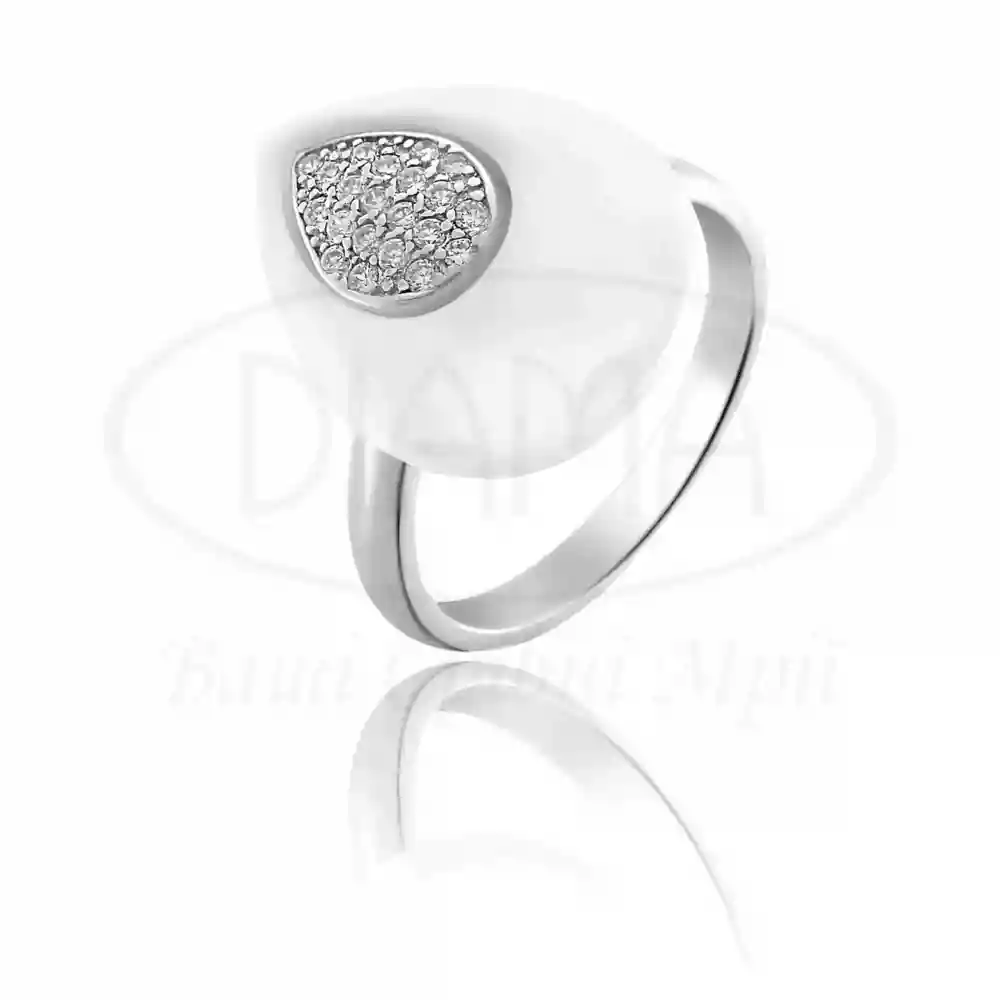 Срібна каблучка з Керамікою та Цирконом фото 1