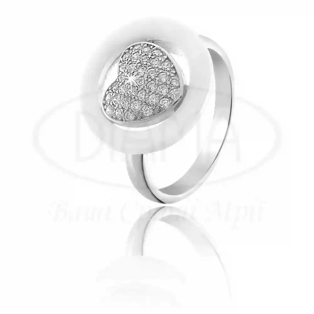 Срібна каблучка з Керамікою та Цирконом фото 1