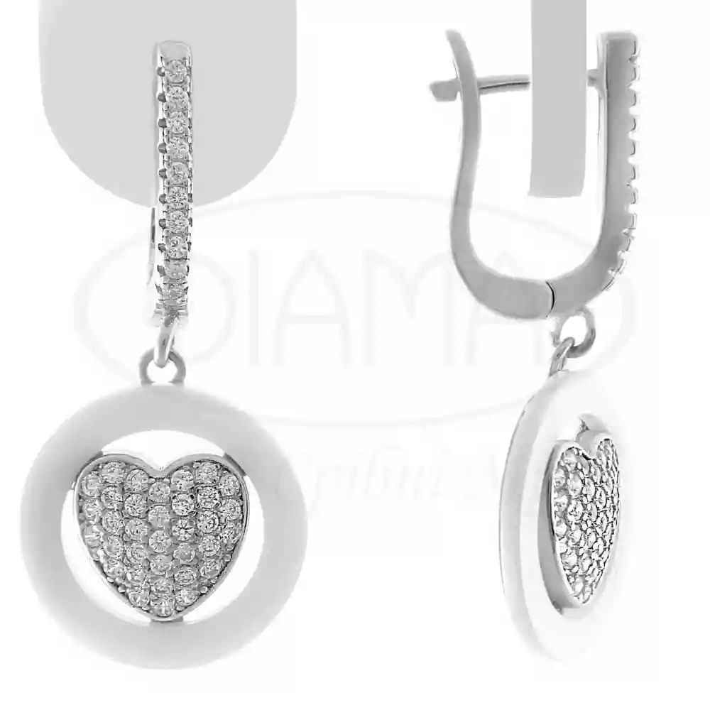 Срібні сережки з Керамікою та Цирконом фото 1