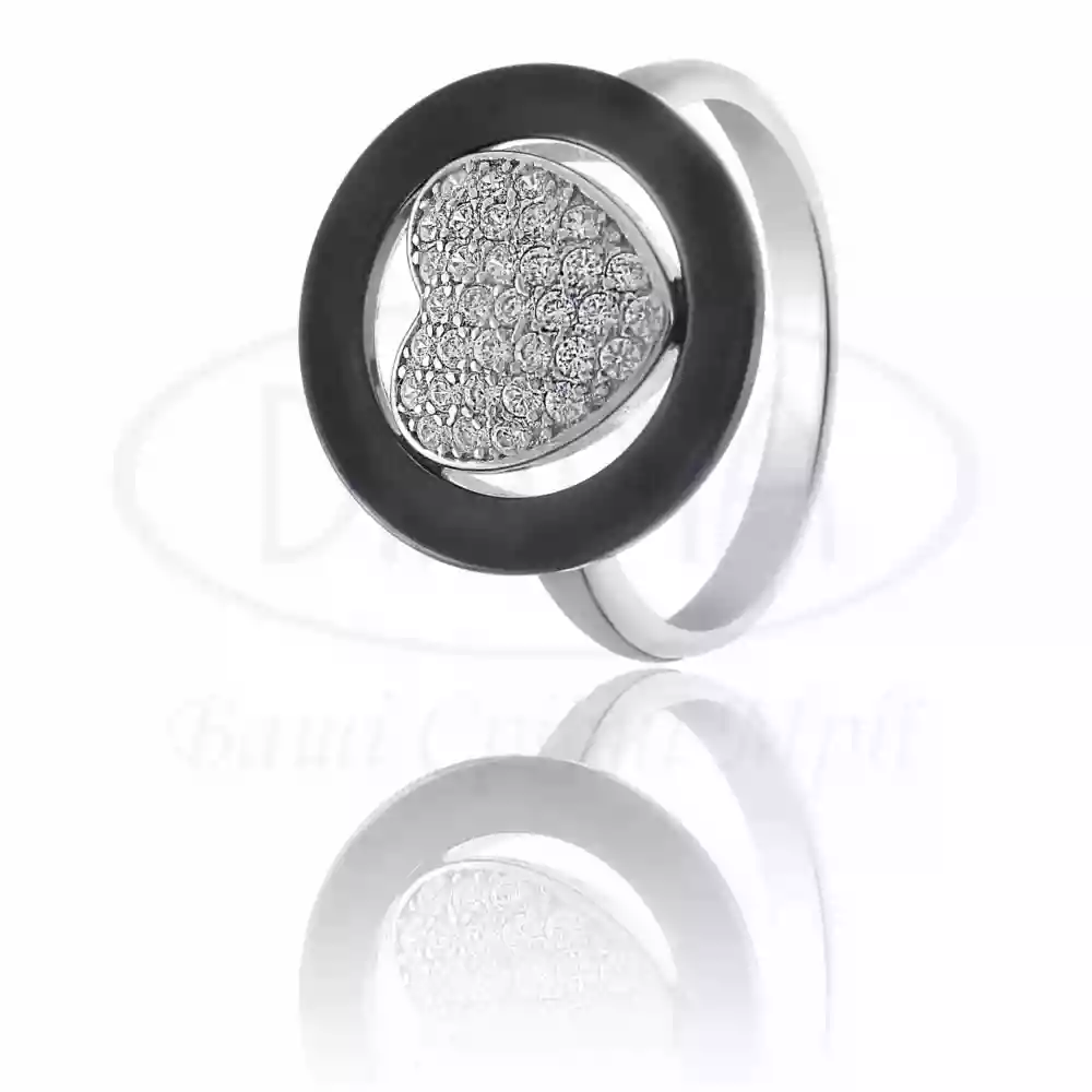 Срібна каблучка з Керамікою та Цирконом фото 1