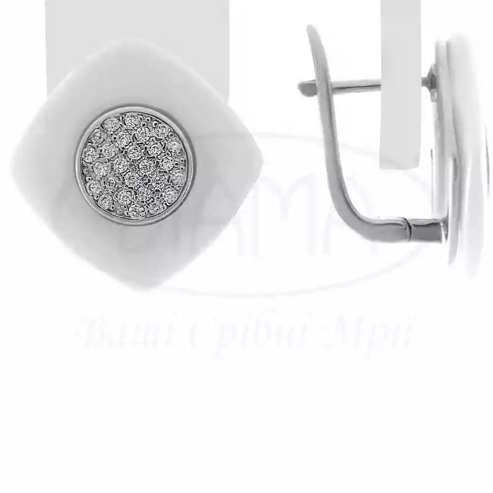 Срібні сережки з Керамікою та Цирконом фото 1