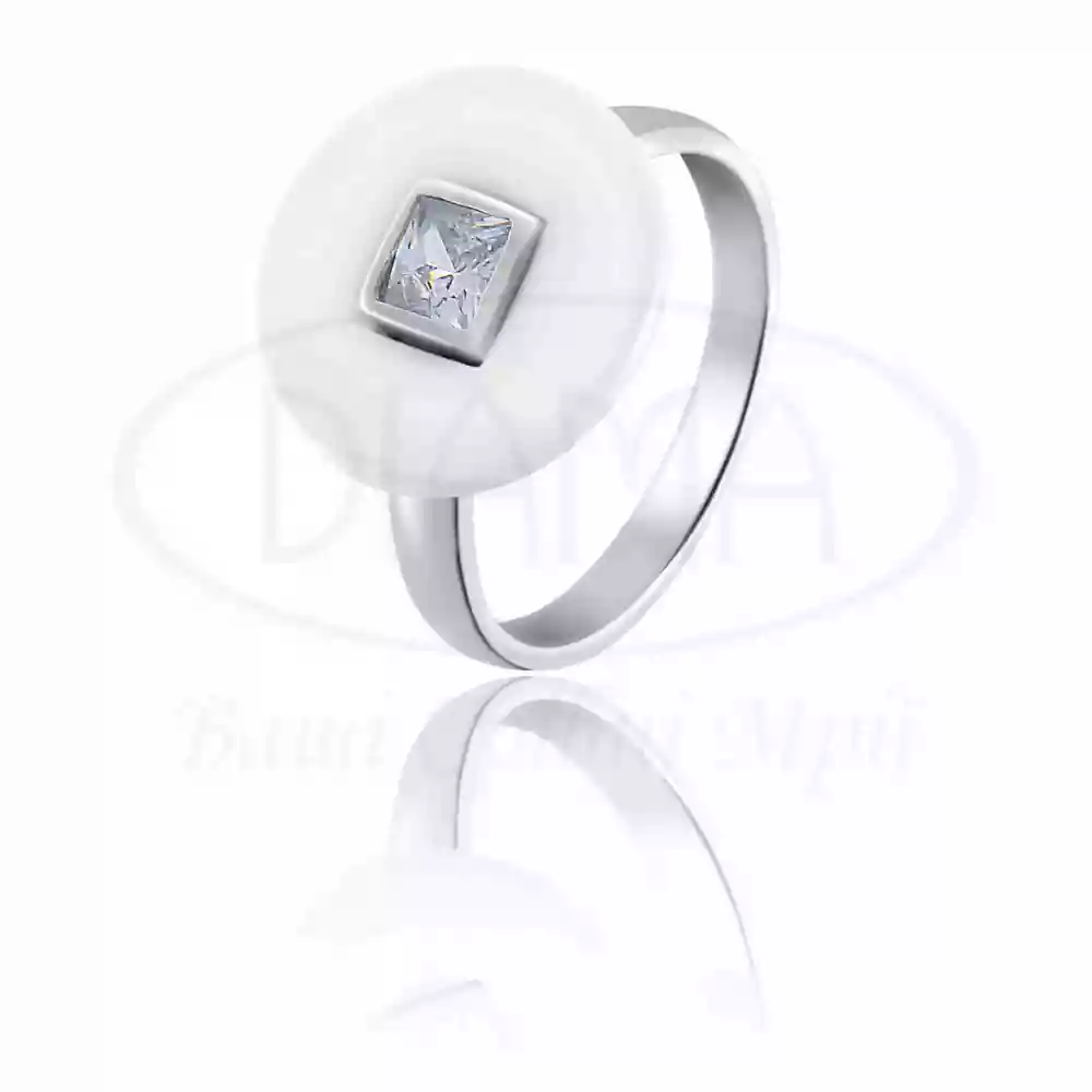 Срібна каблучка з Керамікою та Цирконом фото 1