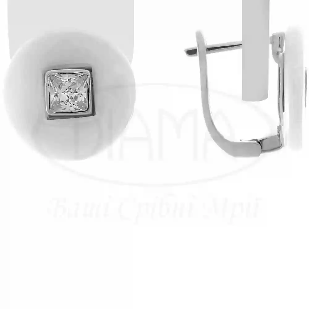 Срібні сережки з Кераміком та Цирконом фото 1