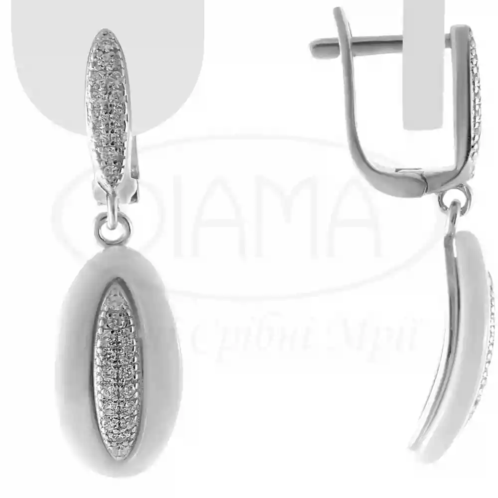 Срібні сережки з Керамікою та Цирконом фото 1