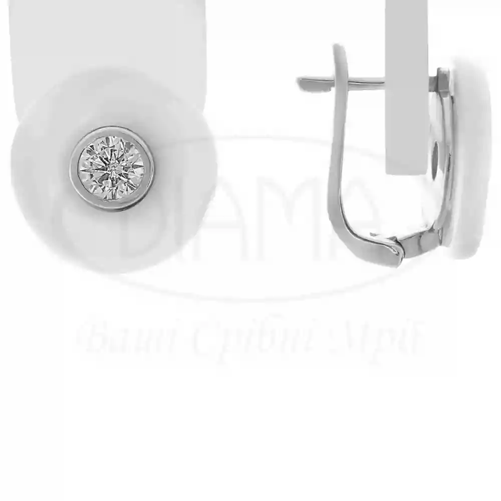 Срібні сережки з Керамікою та Цирконом фото 1