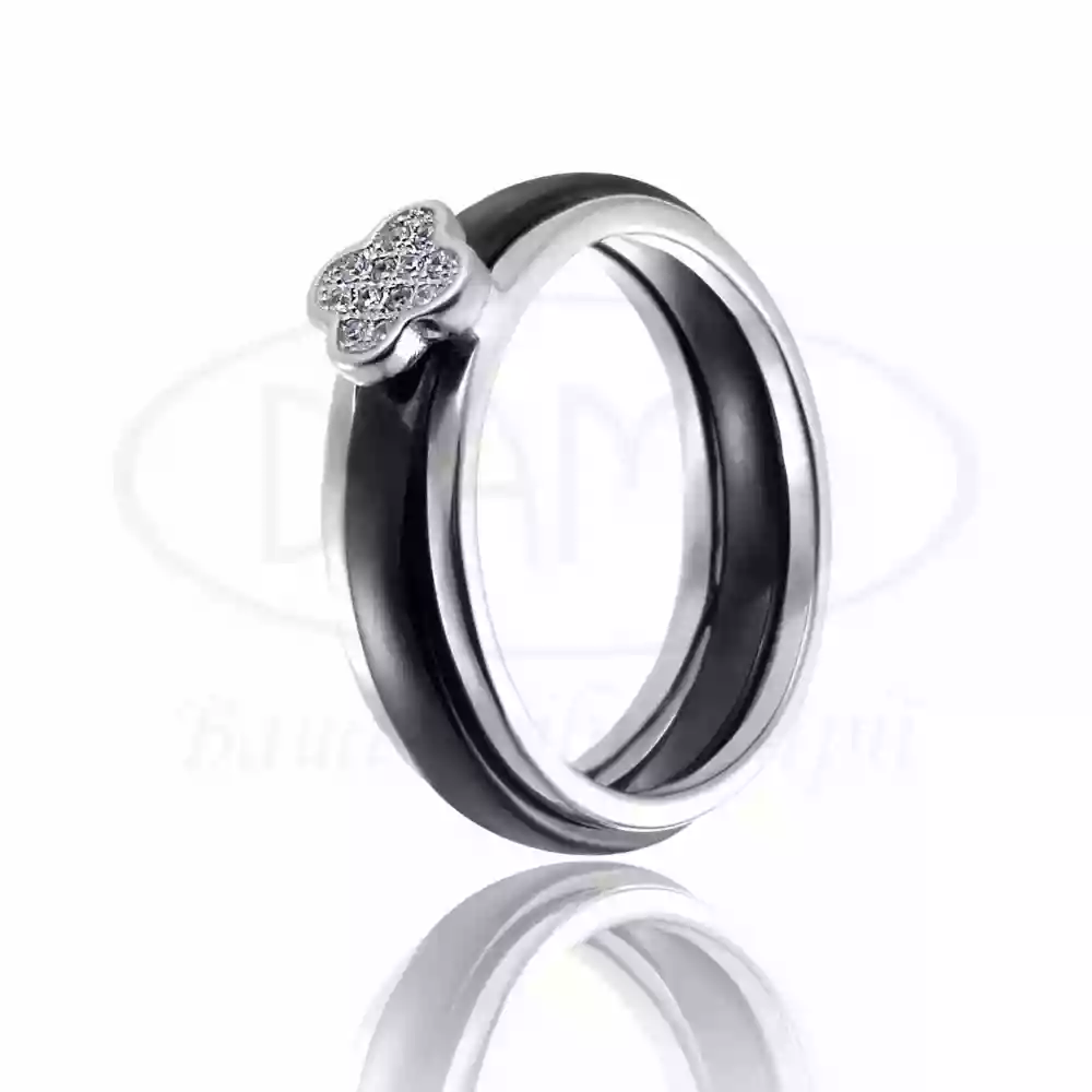 Срібна каблучка з Керамікою та Цирконом фото 1