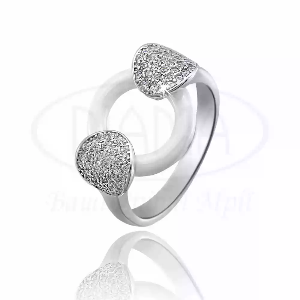 Срібна каблучка з Керамікою та Цирконом фото 1