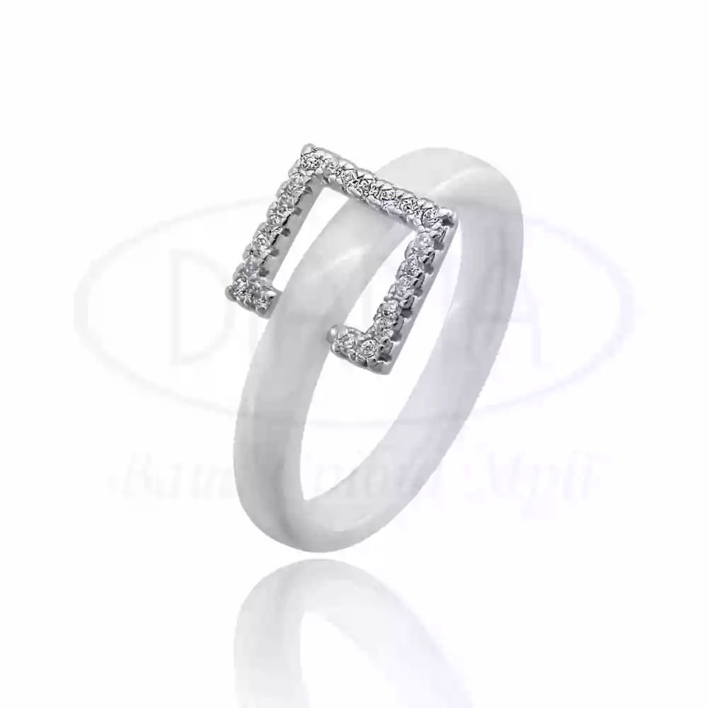 Керамічна каблучка зі сріблом та Цирконом фото 1