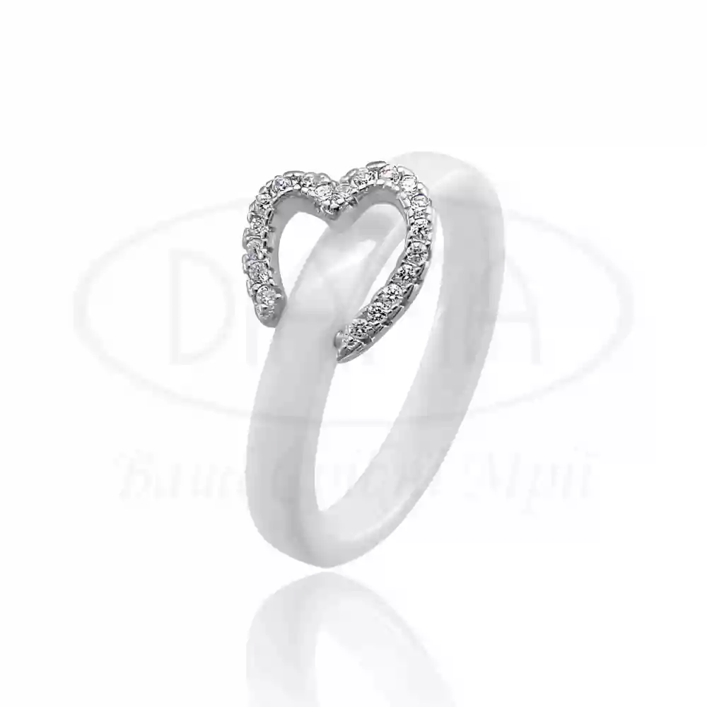 Керамічна каблучка зі сріблом та Цирконом фото 1