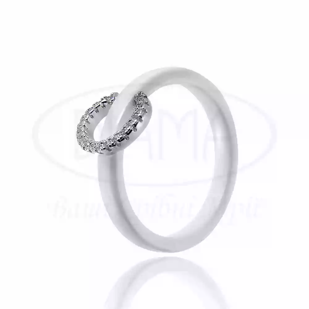 Керамічна каблучка зі сріблом та Цирконом фото 1