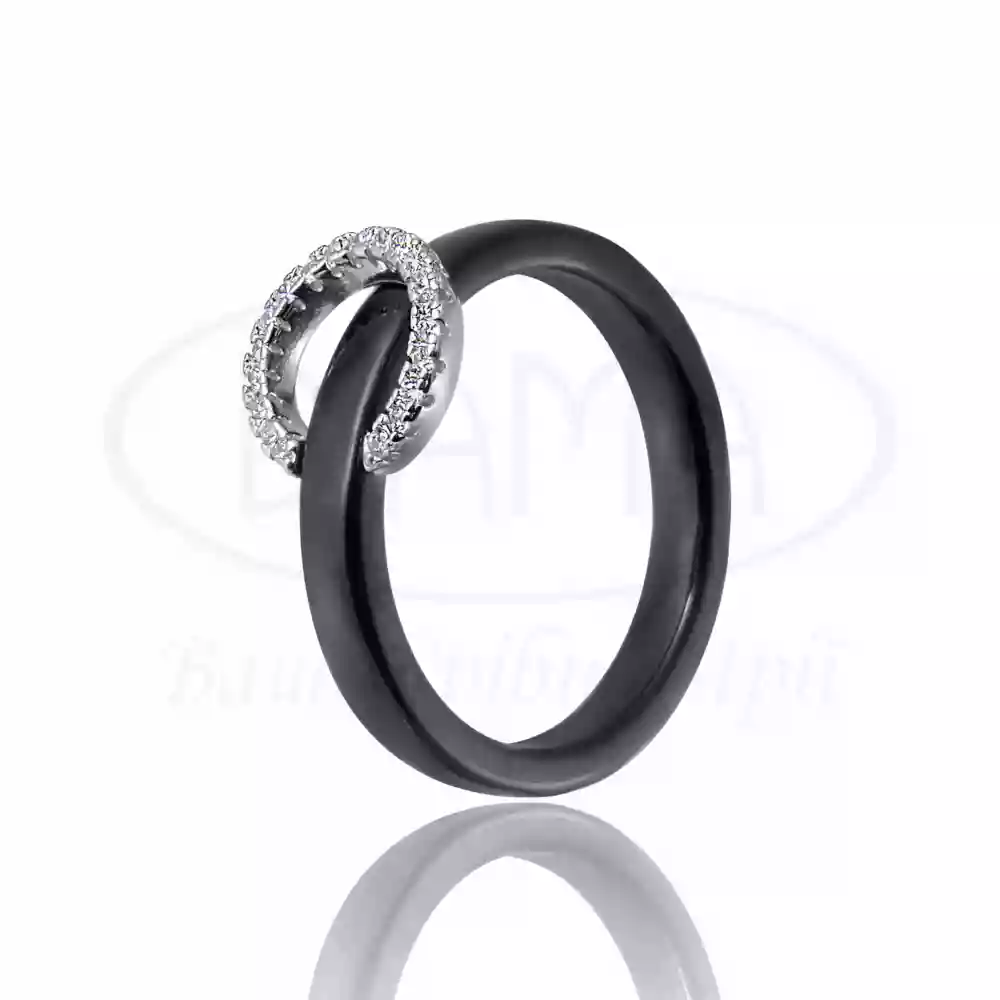 Керамічна каблучка зі сріблом та Цирконом фото 1