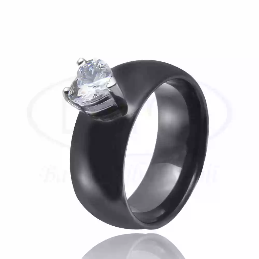 Керамічна каблучка зі сріблом та Цирконом фото 1