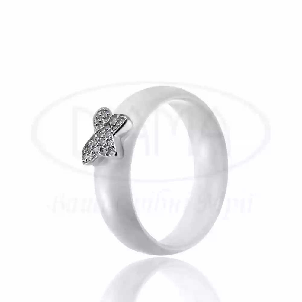 Керамічна каблучка зі сріблом та Цирконом фото 1