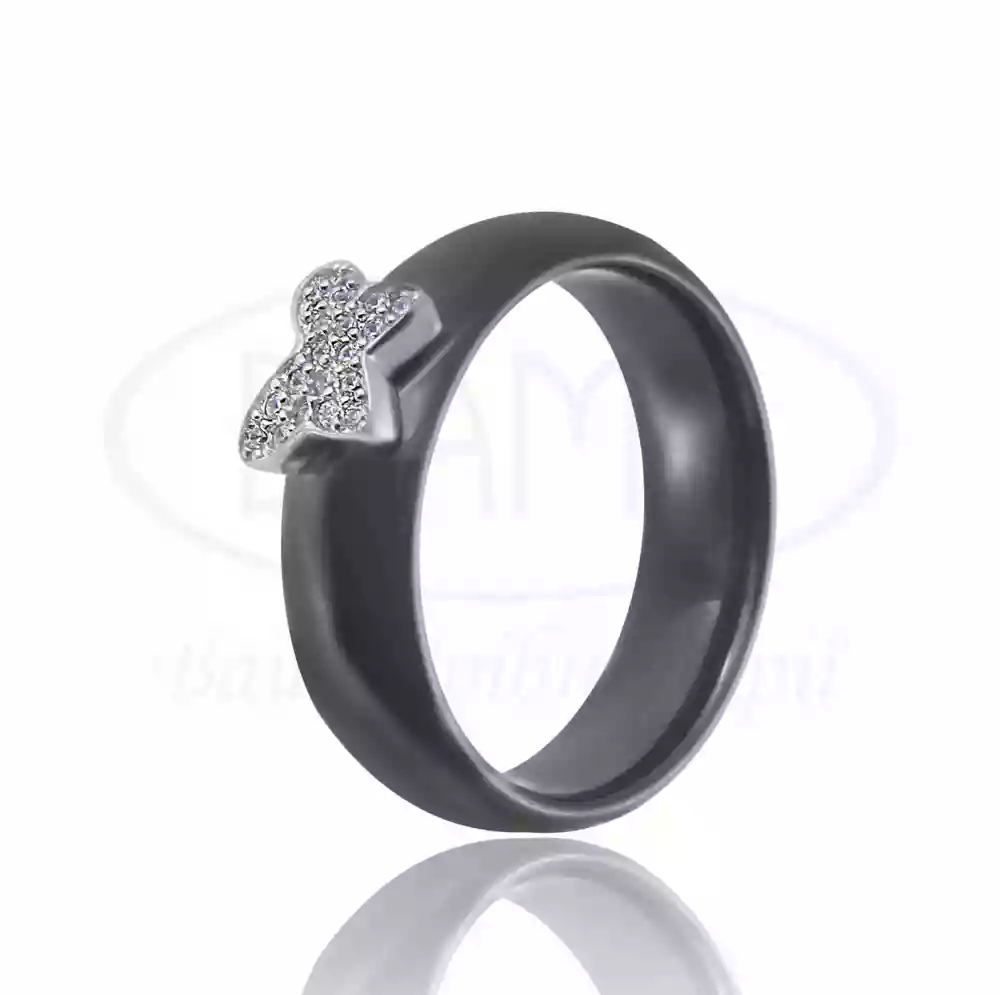 Керамічна каблучка зі сріблом та Цирконом фото 1