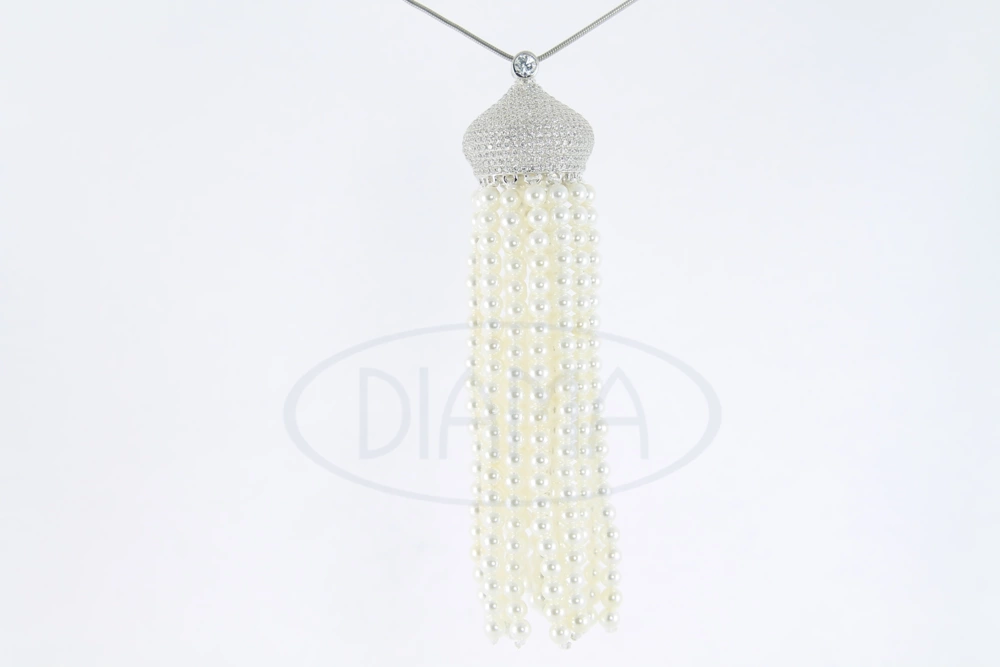 Підвіс срібний з перлинами та цирконом фото 1