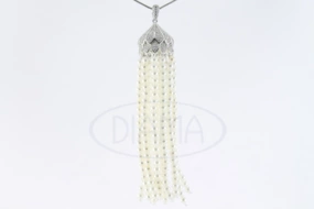 Підвіска срібна з перлинами та цирконом